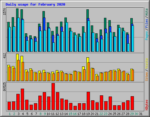 Daily usage for February 2020