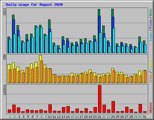 Daily usage for August 2020