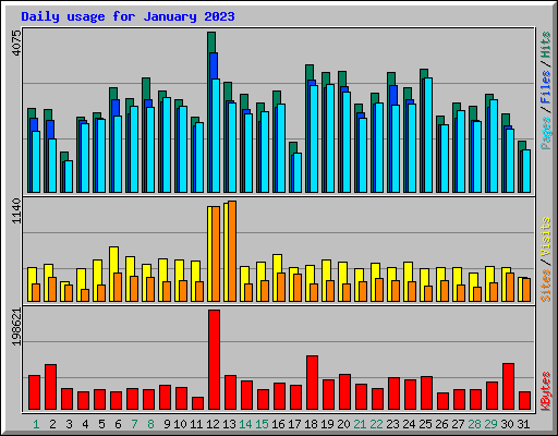 Daily usage for January 2023