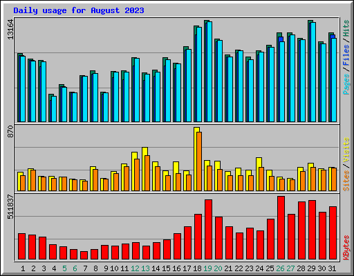 Daily usage for August 2023