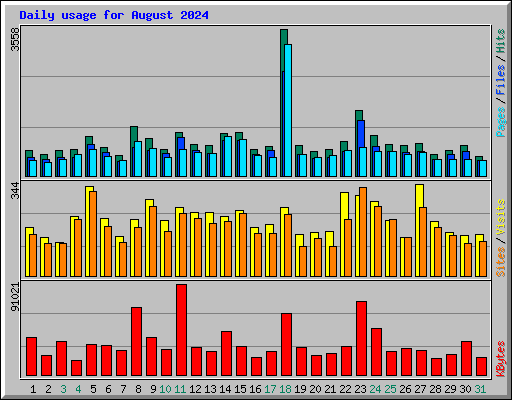 Daily usage for August 2024