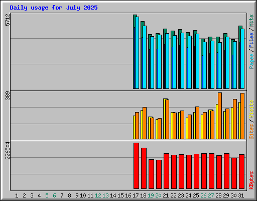 Daily usage for July 2025
