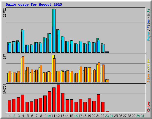 Daily usage for August 2025